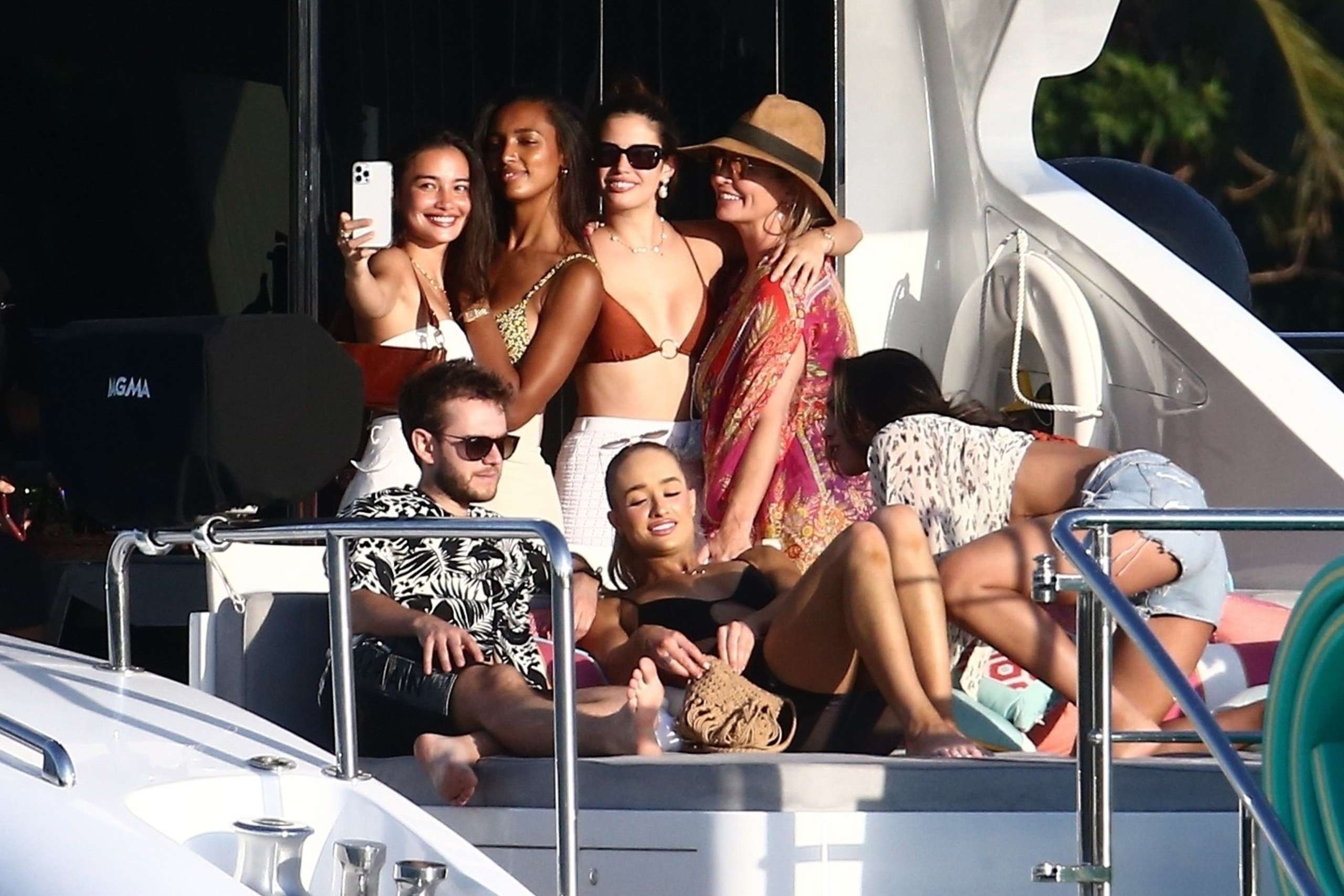 Sara Sampaio, Lais Ribero, Shanina Shaik and Jasmine Tookes at a Yacht Party in Miami Beach