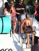 Sara Sampaio, Lais Ribero, Shanina Shaik and Jasmine Tookes at a Yacht Party in Miami Beach