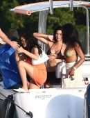 Sara Sampaio, Lais Ribero, Shanina Shaik and Jasmine Tookes at a Yacht Party in Miami Beach