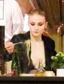Sophie Turner Cleavage at Il Pastaio in Beverly Hills