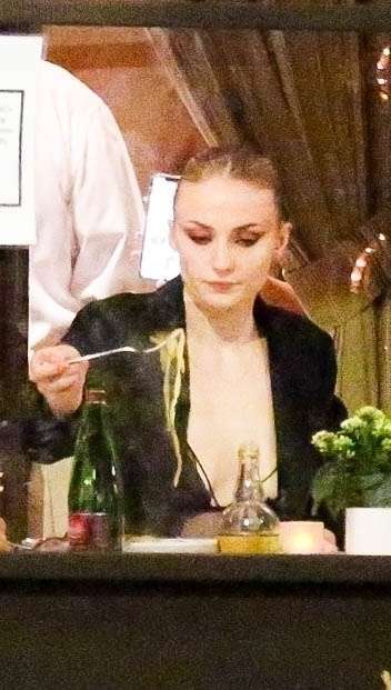 Sophie Turner Cleavage at Il Pastaio in Beverly Hills