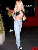 Tana Mongeau Cleavage in a Skimpy Top at BOA Steakhouse in West Hollywood