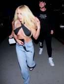 Tana Mongeau Cleavage in a Skimpy Top at BOA Steakhouse in West Hollywood