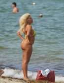 Afida Turner in a Tiny Yellow Swimsuit in Miami Beach, Florida