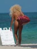 Afida Turner in a Tiny Yellow Swimsuit in Miami Beach, Florida