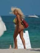 Afida Turner in a Tiny Yellow Swimsuit in Miami Beach, Florida
