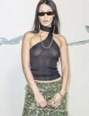 Bella Hadid in a See-Through Top at Dior x Travis Scott Fashion Show in Paris