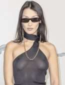 Bella Hadid in a See-Through Top at Dior x Travis Scott Fashion Show in Paris