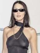 Bella Hadid in a See-Through Top at Dior x Travis Scott Fashion Show in Paris