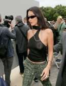 Bella Hadid in a See-Through Top at Dior x Travis Scott Fashion Show in Paris