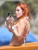 Bella Thorne Booty in Orange Bikini on Lake Como in Italy