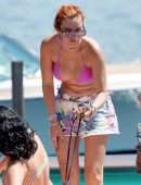 Bella Thorne Cleavage in Bikini Top in Lake Como