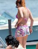 Bella Thorne Cleavage in Bikini Top in Lake Como