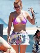 Bella Thorne Cleavage in Bikini Top in Lake Como