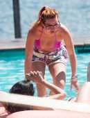 Bella Thorne Cleavage in Bikini Top in Lake Como
