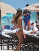 Chantel Jeffries Cleavage in Bikini at the Beach in Miami Beach