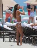 Chantel Jeffries Cleavage in Bikini at the Beach in Miami Beach