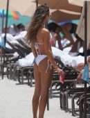 Chantel Jeffries Cleavage in Bikini at the Beach in Miami Beach