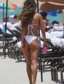 Chantel Jeffries Cleavage in Bikini at the Beach in Miami Beach