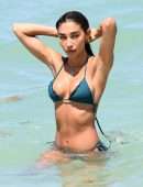 Chantel Jeffries Booty in Green Bikini on the Beach in Miami