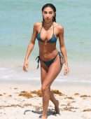 Chantel Jeffries Booty in Green Bikini on the Beach in Miami