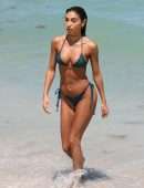 Chantel Jeffries Booty in Green Bikini on the Beach in Miami