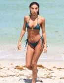 Chantel Jeffries Booty in Green Bikini on the Beach in Miami
