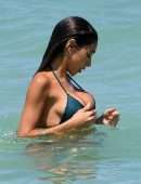 Chantel Jeffries Booty in Green Bikini on the Beach in Miami