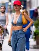 Emily Ratajkowski Braless in Denims, Out in New York