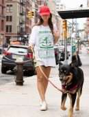 Emily Ratajkowski Leggy, Walking her Dog in NYC