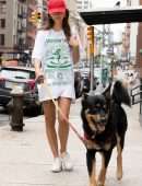 Emily Ratajkowski Leggy, Walking her Dog in NYC