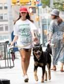 Emily Ratajkowski Leggy, Walking her Dog in NYC