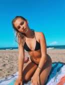 Jordyn Jones Booty in a Tiny Black Thong Bikini