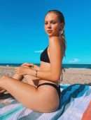Jordyn Jones Booty in a Tiny Black Thong Bikini