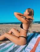 Jordyn Jones Booty in a Tiny Black Thong Bikini