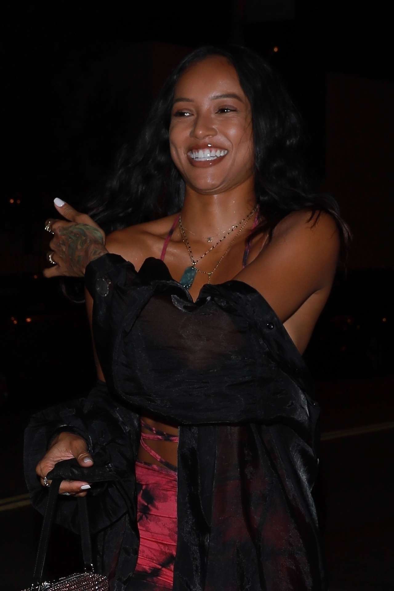 Karrueche Tran Cleavage Outside Catch in West Hollywood