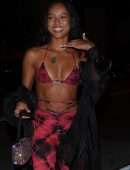 Karrueche Tran Cleavage Outside Catch in West Hollywood