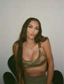 Kim Kardashian Cleavage in a Tight Camouflage Dress