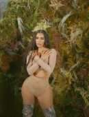 Kim Kardashian Cleavage in a Tight Camouflage Dress