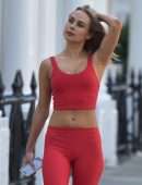 Kimberley Garner Booty in Red Leggings, Out in London