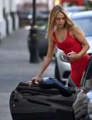 Kimberley Garner Booty in Red Leggings, Out in London