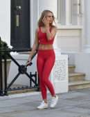 Kimberley Garner Booty in Red Leggings, Out in London