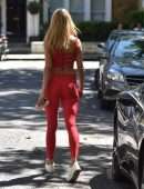 Kimberley Garner Booty in Red Leggings, Out in London