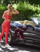 Kimberley Garner Booty in Red Leggings, Out in London