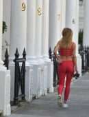 Kimberley Garner Booty in Red Leggings, Out in London