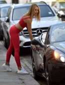Kimberley Garner Booty in Red Leggings, Out in London