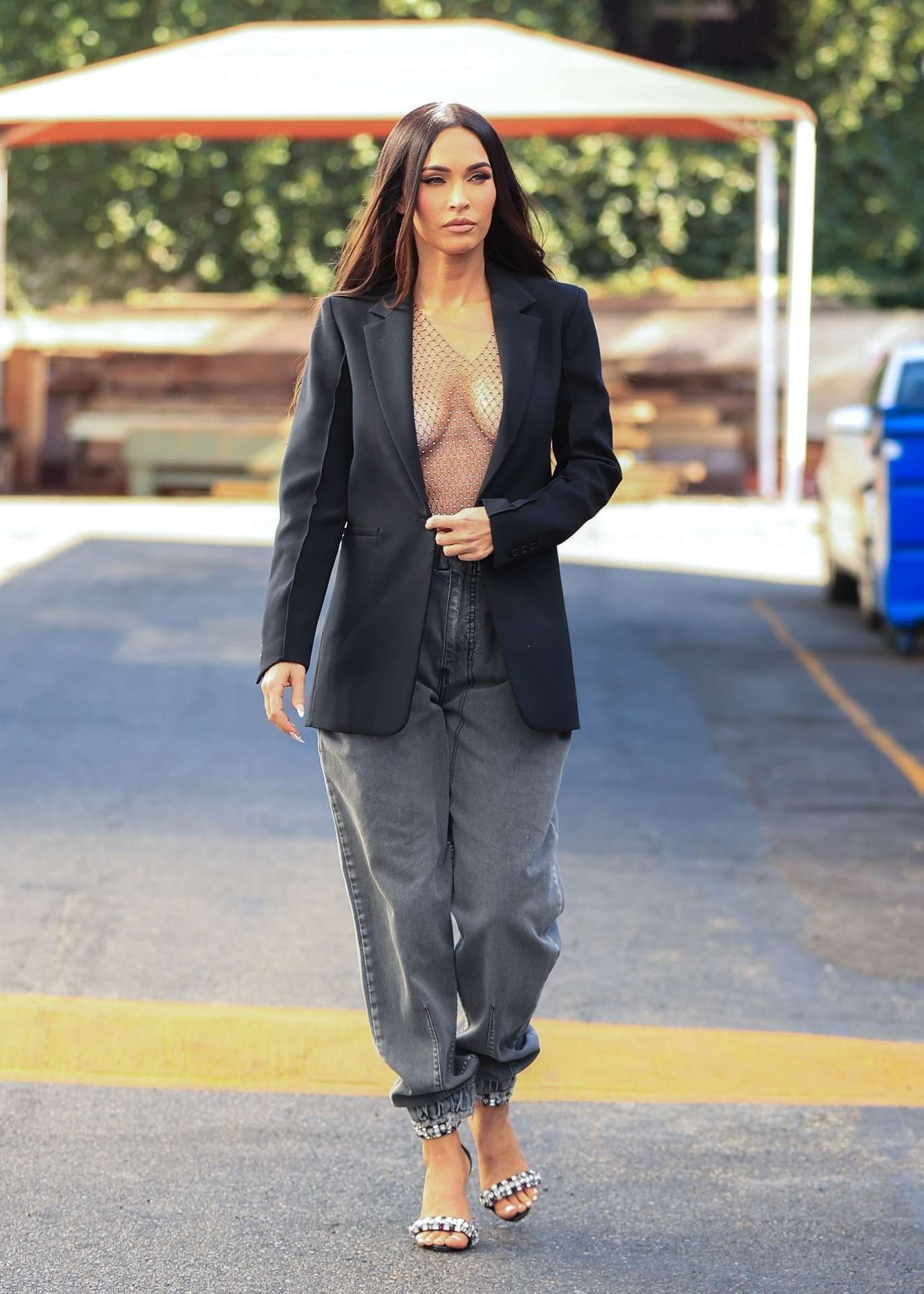 Megan Fox in an Open Unbuttoned Blazer at a Photoshoot in Los Angeles