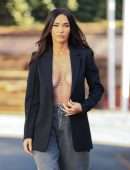 Megan Fox in an Open Unbuttoned Blazer at a Photoshoot in Los Angeles