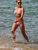 Sylvie Meis in Bikini at a Saint Tropez Beach