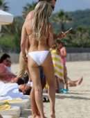 Sylvie Meis Booty in Bikini on the Beach in Saint Tropez